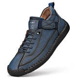Hand-stitched Leather Shoes for Men Outdoor Light Non-slip Walking Casual Shoes Men Big Size 47 48 Slip-On Driving Loafers