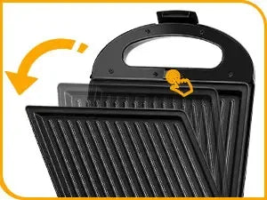 Taylor swoden - Bruno 3 en 1 sandwichera, gofrera, Prensa Panini, 1200W, tiene capacidad para 4 sándwiches, placas desmontables
