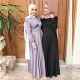 Muslim Abayas For Women Purple Green Kaftan Morocco Dresses Middel East Clothing Long Sleeve Solid Clothing