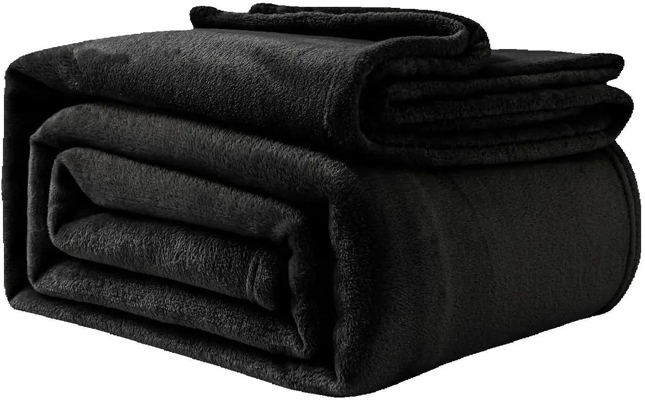 Good Nite Cuddle blanket Fluffy Fleece Day blanket for Adults Soft Sofa blanket Warm & Machine Washable Black