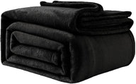 Good Nite Cuddle blanket Fluffy Fleece Day blanket for Adults Soft Sofa blanket Warm & Machine Washable Black