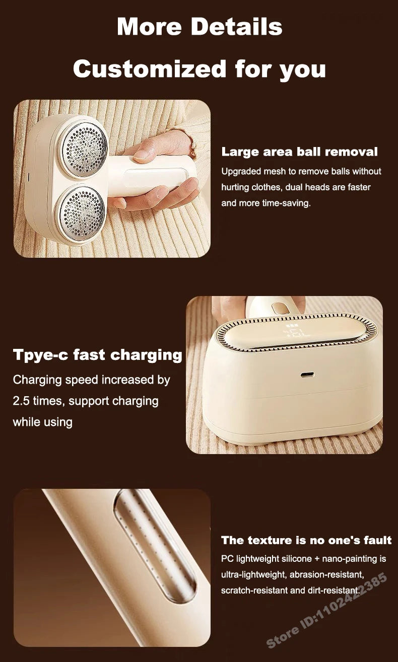 3000mAh Lint Remover For Clothing Rechargeable Digital Display Fabric Shaver Professional Household Portable Hair ball Trimmer