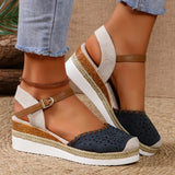 Women Closed Toe Wedge Sandals Summer Buckle Strap Gladiator Shoes Woman Fashion Espadrilles Platform Sandals Sandalias De Mujer