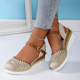 Women Closed Toe Wedge Sandals Summer Buckle Strap Gladiator Shoes Woman Fashion Espadrilles Platform Sandals Sandalias De Mujer