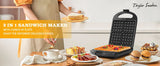 Taylor swoden - Bruno 3 en 1 sandwichera, gofrera, Prensa Panini, 1200W, tiene capacidad para 4 sándwiches, placas desmontables