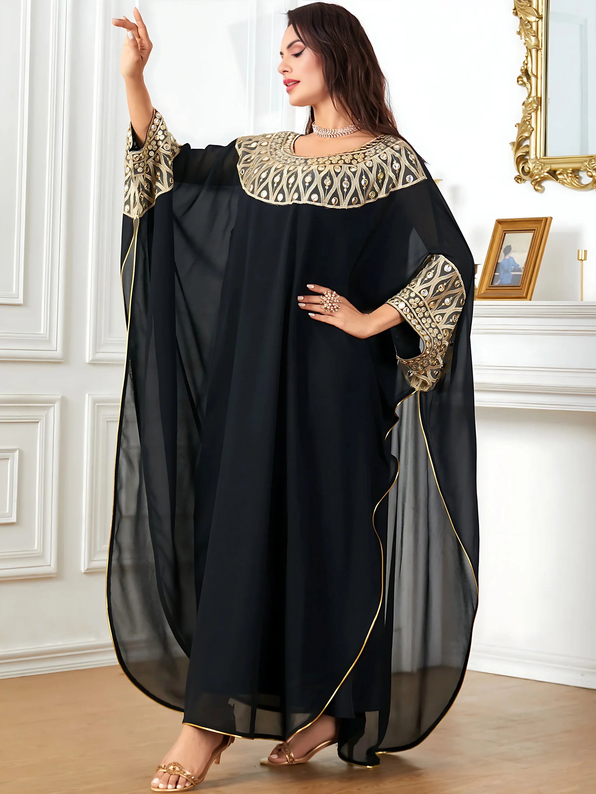 Eid Muslim Vestidos for Women Party Robe Middle East Ramadan Arabian Jalabiya Morocco Dubai Islam Bat Sleeve Loose Abaya Dresses