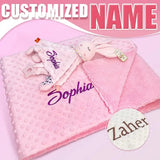 Personalized Baby Blanket Newborn Stroller Sleeping Dolls Custom Blanket With Name Soft Plush Soother Appease Towel Cover Gift