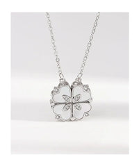 CARLIDANA Luxury Lucky Four Leaf Clover Necklace Love Heart Shell Pendant Choker Necklace for Women Stainless Steel Jewelry Gift
