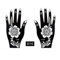 6 Types Fashion Beauty DIY India Henna Sticker Body Art Kit Tattoo Stencils Temporary Hand Decal