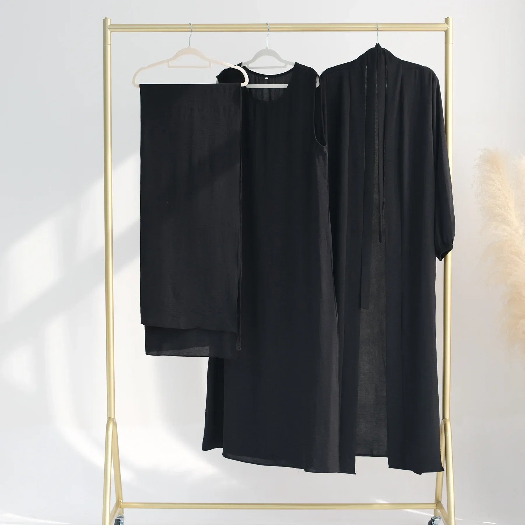 2 Piece Abaya Set Kimono with Inner Dress Muslim Abayas for Women Dubai Luxury Turkey Ramadan Islam Matching Hijab Outfit Kaftan