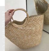 Summer Tote Woven Bag Seaside Vacation Photo Large Capacity Handmade Woven Shoulder Women's Bag