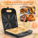 XXL Sandwich Maker for 4 Sandwiches, Non-Stick Coating, Fast Heating, Automatic Temperature Control, Led Indicator, Vertical Storage, Bpa Free, 1400W