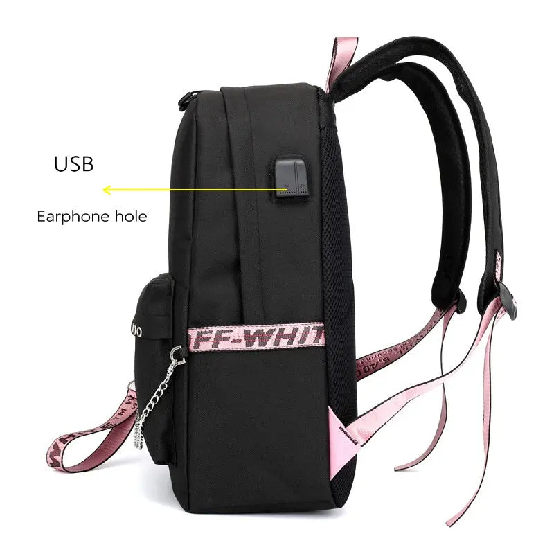 Usb School Bags For Girls Casual Backpack Teenagers Children Bookbags Large Capacity Middle High College Teen Schoolbag