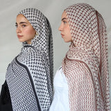 Islamic Plaid Printed Turban Abaya Hijab Fashion Chiffon Hijabs For Woman Abayas Quality Scarf Muslim Dress Turbans Head Shawl