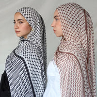 Islamic Plaid Printed Turban Abaya Hijab Fashion Chiffon Hijabs For Woman Abayas Quality Scarf Muslim Dress Turbans Head Shawl