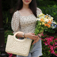 Straw Woven Basket Handbag
