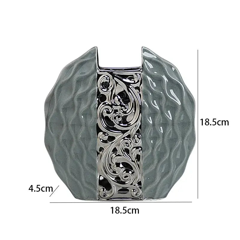 Modern simplicity Ceramic Vase Hand Inlaid Drill plating White/silver  Arrangement Flower Art Vases wedding home decoration