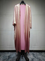 2024 Ramadan Eid Shiny Batwing Satin Open Kimono Abaya Dubai Luxury Muslim Abayas For Women Kaftan Dress Islamic Clothing Femme