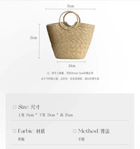Summer Tote Woven Bag Seaside Vacation Photo Large Capacity Handmade Woven Shoulder Women's Bag
