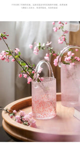Pink Pail Glass Handbag Home Decor Flower Vase Decoration Piece Creative Internet Celebrity INS Wind Hydroponic Vase Retro