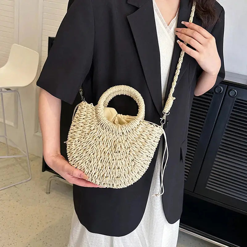 Straw Rattan Beach Handbag