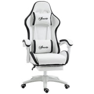 Vinsetto Gaming chair 135 ° adjustable height adjustable PU leather stand-back chair and retractable office studio footrest headrest 65x65x121-129 cm White