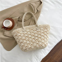 Summer Large Capacity Hand Knitting Straw Bag with Inner Pocket Casual Crochet Beach Handbag Travel Vacation Shopping Tote 2025