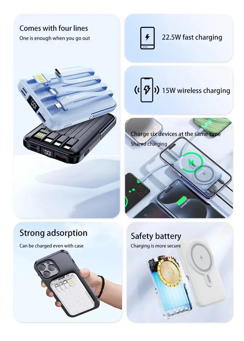 Xiaomi 22.5W 200000mAh Magnetic Wireless Charger Power Bank with Phone Holder PowerBank For iPhone Samsung Huawei Fast Charging