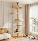 Cat Tree Floor To Ceiling Cat Tower with With Scratching Post Hammock Floor to Ceiling Pet Tree House Pet Furniture Climbing Toy