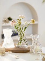 Irregular Transparent Glass Flower Vase 23cm*9cm Big Flower Bottle Tabletop Hydroponic Pot Home Living Room Table Decorations