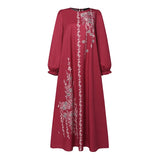 ZANZEA Long Sleeve Islamic Long Robes Abaya Women Muslim Fashion O Neck Casual Vestidos Loose Turkey Floral Printing Maxi Dress
