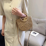 Straw Rattan Beach Handbag
