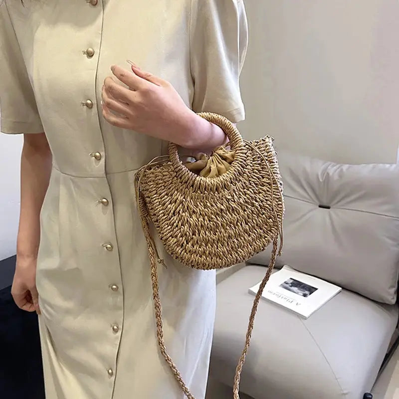 Straw Rattan Beach Handbag