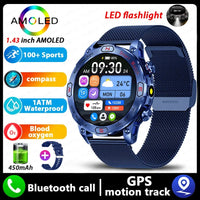 1 ATM Waterproof Smart Sport Watch Men With 450MAh Battery Health Monitoring Bluetooth Call Outdoor Compass Military Smart Watch