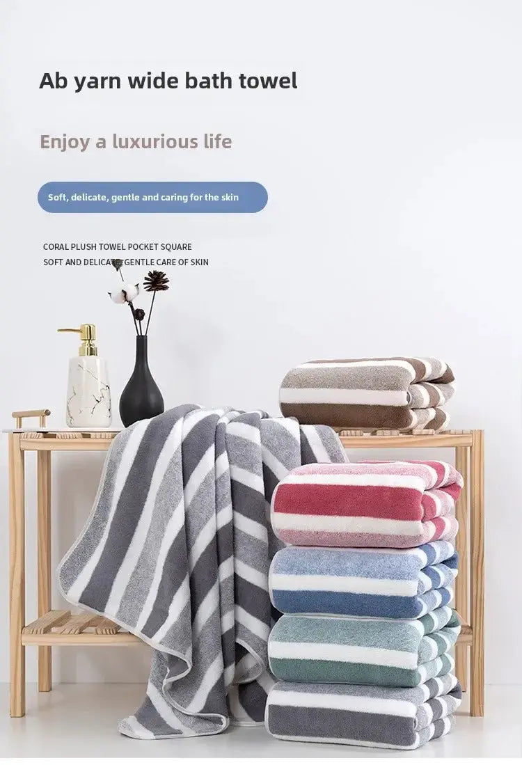 4PCS 70X140CM Soft Stripe Absorbent Microfiber Bath Towel Stripe Towels Quick Drying Absorbent Towels For Bathroom