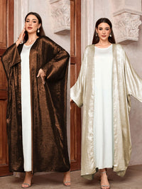 2024 Ramadan Eid Shiny Batwing Satin Open Kimono Abaya Dubai Luxury Muslim Abayas For Women Kaftan Dress Islamic Clothing Femme