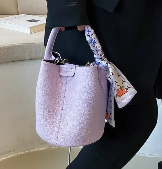 Summer fashion handbag solid color 2025 new style French small fresh shoulder crossbody bag trendy bucket bag