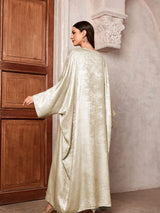 2024 Ramadan Eid Shiny Batwing Satin Open Kimono Abaya Dubai Luxury Muslim Abayas For Women Kaftan Dress Islamic Clothing Femme