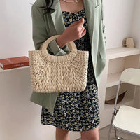Straw Woven Basket Handbag
