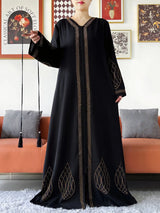 Elegant Women's Party Dress Chiffon Loose Open Zipper Abaya Muslim Islamic Clothing Cardigan Style for Special Occasions