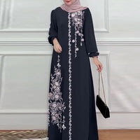 ZANZEA Long Sleeve Islamic Long Robes Abaya Women Muslim Fashion O Neck Casual Vestidos Loose Turkey Floral Printing Maxi Dress