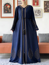 Elegant Women's Party Dress Chiffon Loose Open Zipper Abaya Muslim Islamic Clothing Cardigan Style for Special Occasions