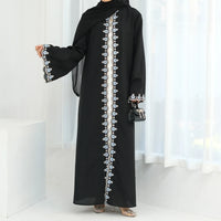 Eid Ramadan Flower Embroidery Abayas for Women Muslim Dress Dubai Open Abaya Turkey Kaftan Kebaya Caftan Marocain Femme Robe New