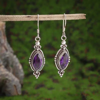 Silver-Plated Carved Flower Drop-Shaped Large Earrings Hypoallergenic Earrings for Women Retro Fashion Casual Party Jewelry