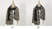 New Embroidery Cotton Hijab Scarf For Women Foulard Elegant Flower Long Scarf Headscarf Wraps Bandana Muslim Hijab Shawl Travel