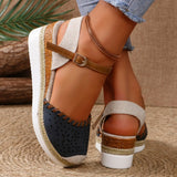 Women Closed Toe Wedge Sandals Summer Buckle Strap Gladiator Shoes Woman Fashion Espadrilles Platform Sandals Sandalias De Mujer