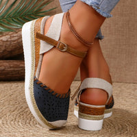 Women Closed Toe Wedge Sandals Summer Buckle Strap Gladiator Shoes Woman Fashion Espadrilles Platform Sandals Sandalias De Mujer