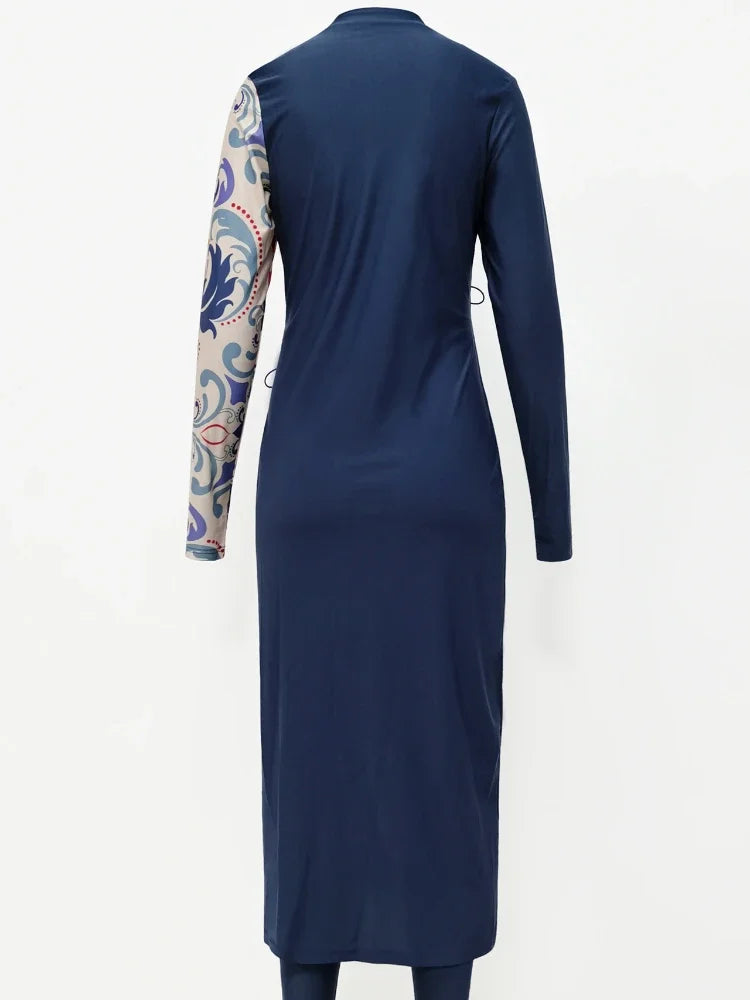Summer Muslim Women 3 Piece Swimwear Set Hijab Swimsuit Maxi Dress Full Cover Up Islam Summer Abaya Dubai Modest Swimwear 2025