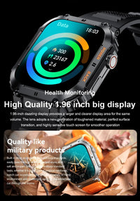 LIGE 1.96 inch New Bluetooth Call Smart Watch Men Sport Fitness Tracker Smartwatch for Android IOS Calculator 400mAh Big battery
