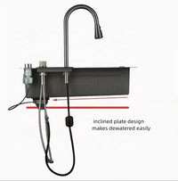 Stainless Steel water fall  kitchen sink Modern Design Handmade Sink with Cup Washer for Bar Cafe Kitchen Island